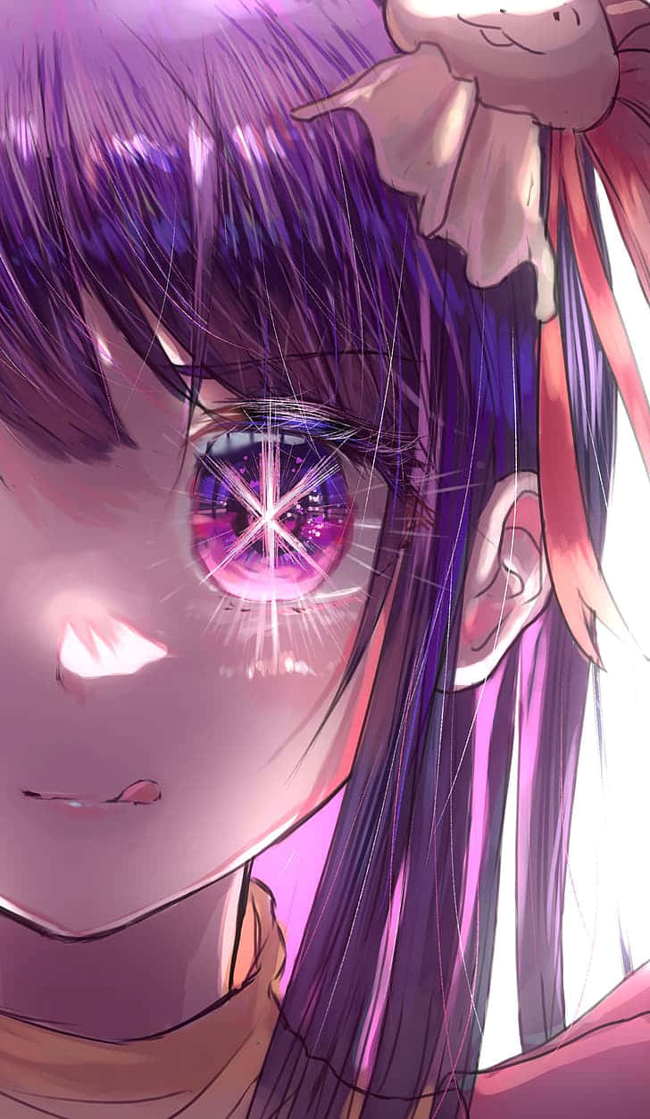 Mysterious Anime Girlwith Purple Eye Wallpaper