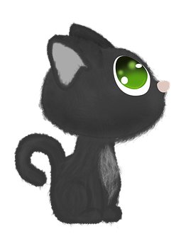 Mysterious Black Cat Cartoon PNG