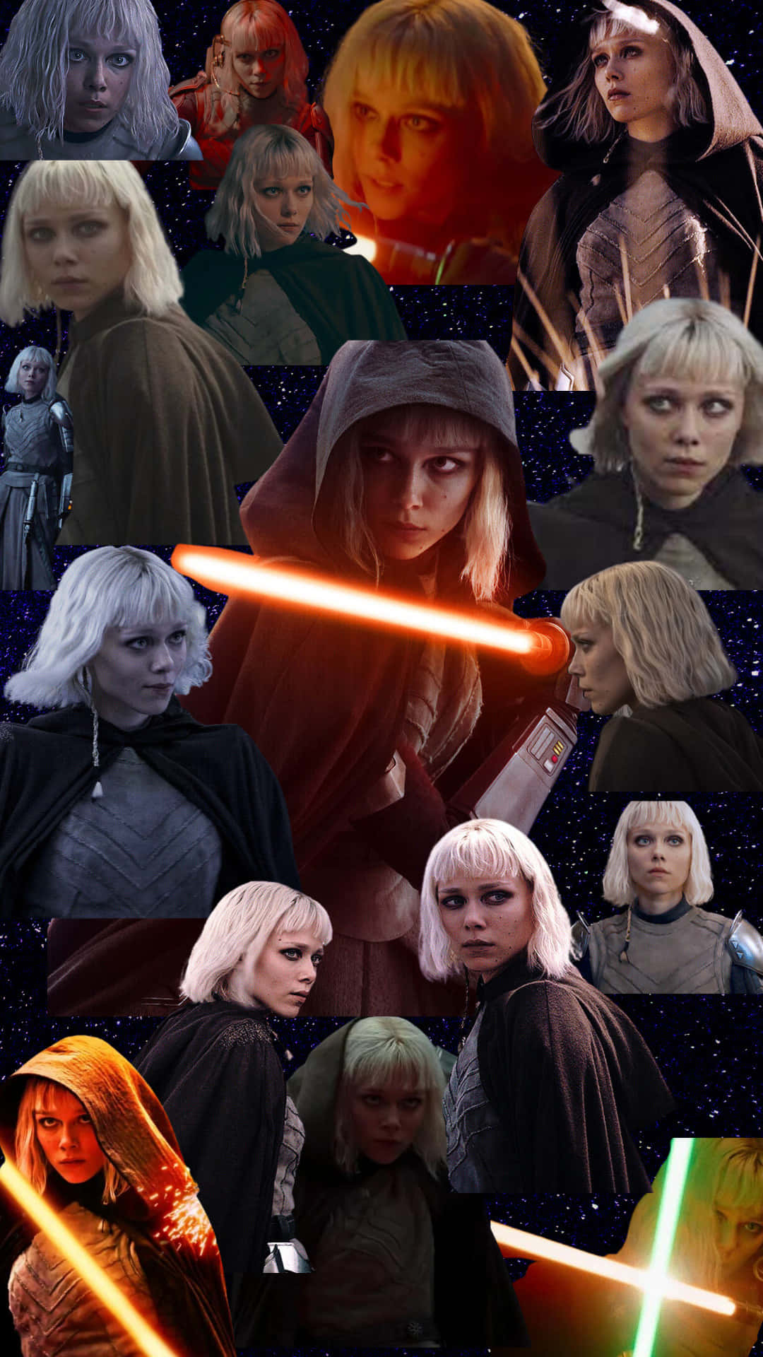 Mysterious Blonde Character Collage Star Wars Theme Wallpaper