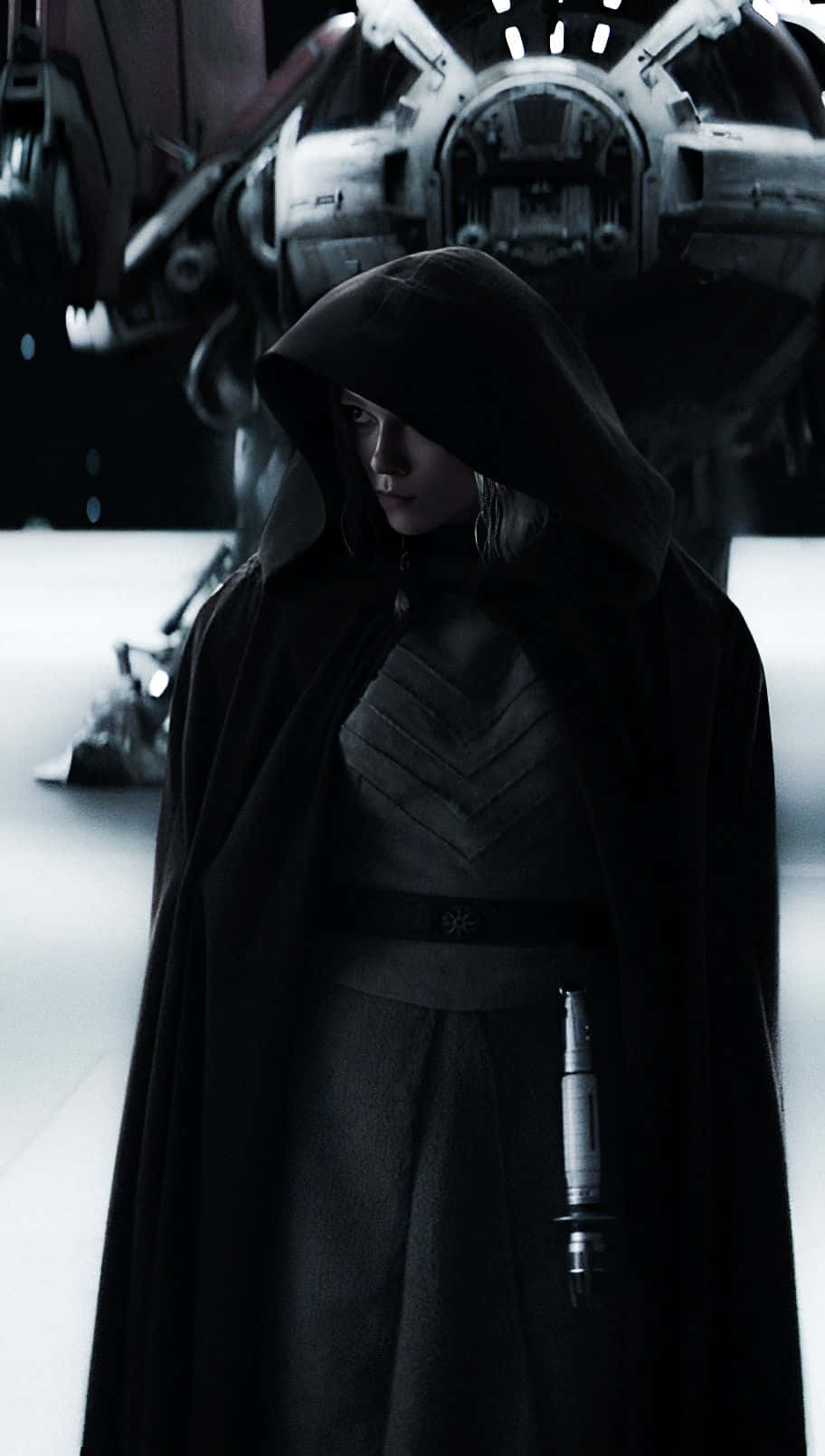 Mysterious_ Cloaked_ Figure_with_ Lightsaber Wallpaper