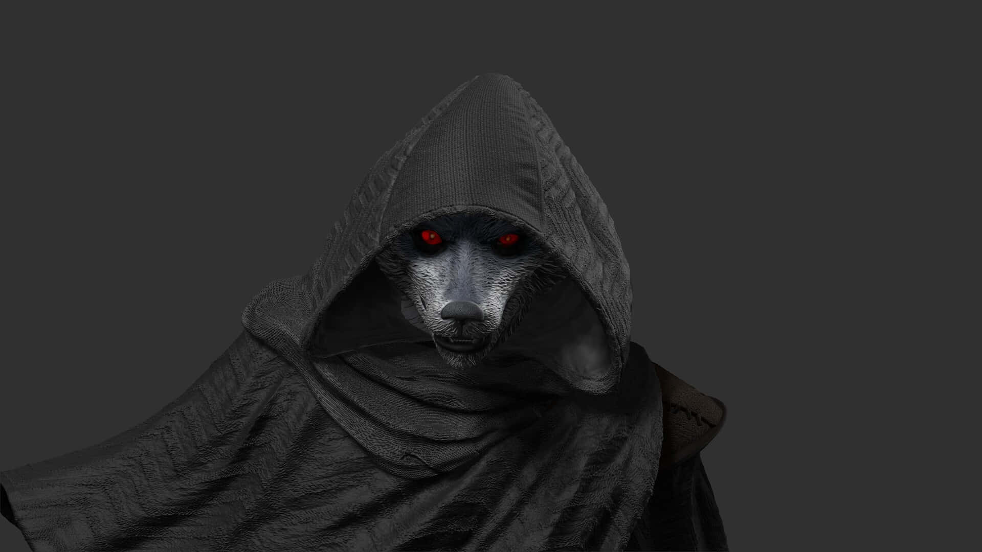 Mysterious Cloaked Figurewith Red Eyes Wallpaper
