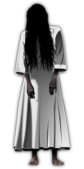 Mysterious Figurein White Dress PNG