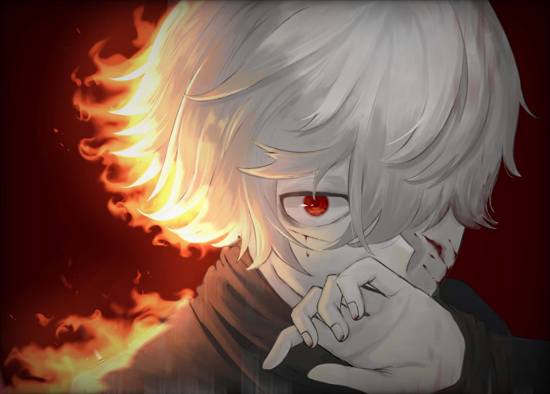 Mysterious_ Flame_ Eyed_ Character Wallpaper