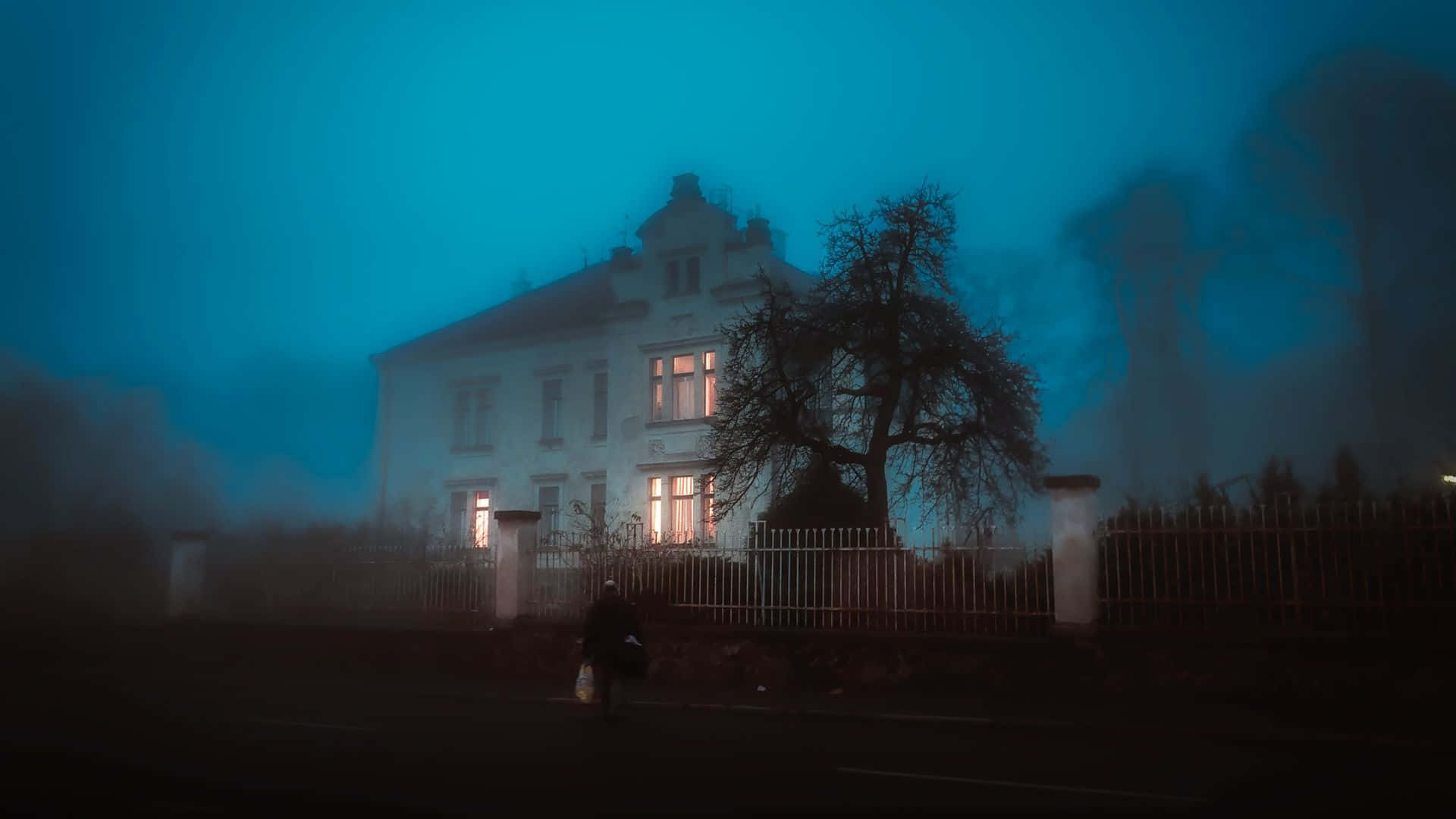 Mysterious_ Foggy_ Mansion_ Night.jpg Wallpaper