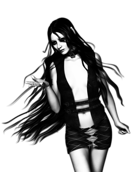 Mysterious_ Gothic_ Woman_in_ Black_and_ White PNG