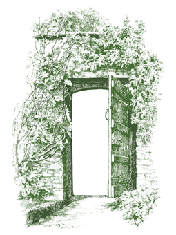 Mysterious Green Doorway Vintage PNG