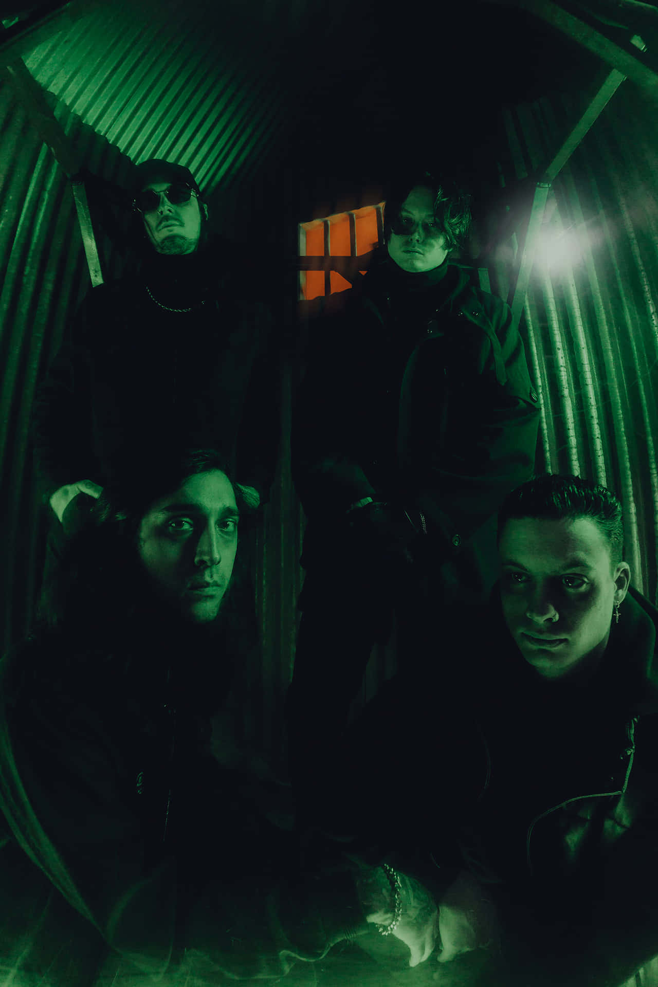 Mysterious_ Green_ Hued_ Band_ Portrait Wallpaper