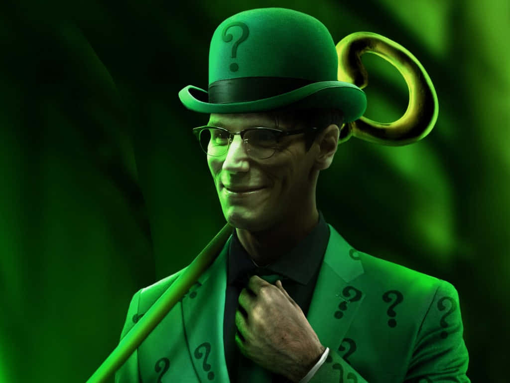 Mysterious Green Question Man Wallpaper