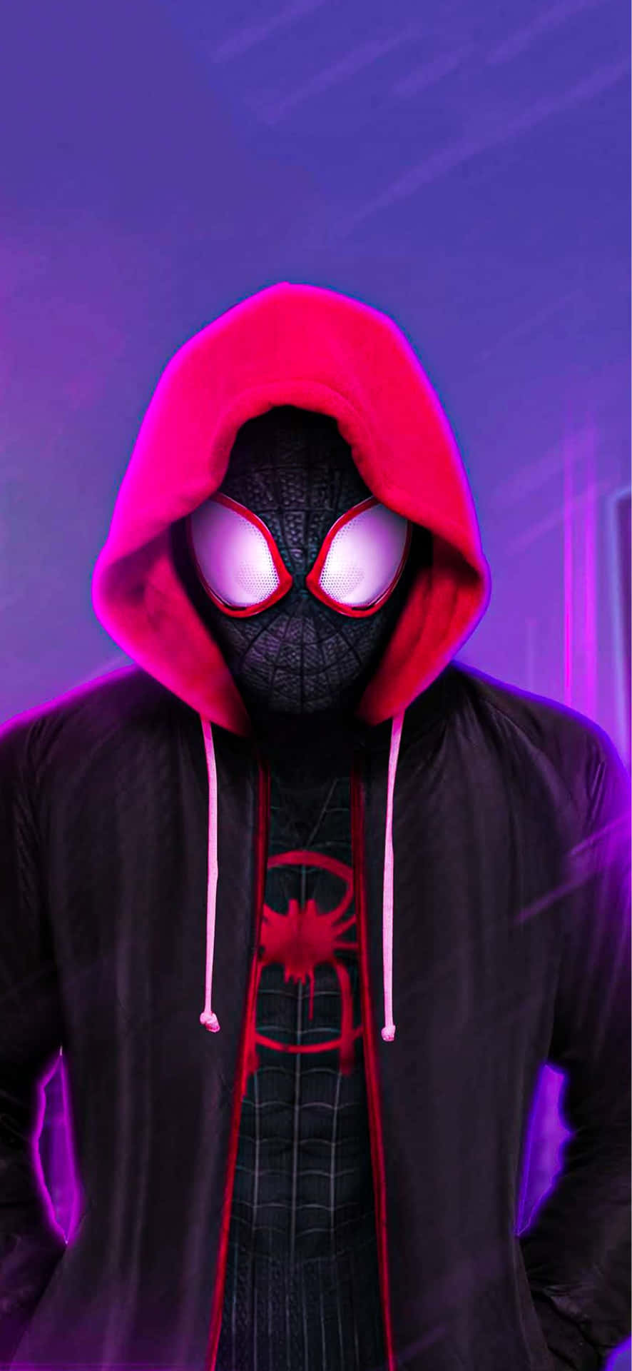 Mysterious Hooded Figurein Spider Man Mask Wallpaper