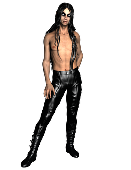 Mysterious_ Long_ Haired_ Man_in_ Leather PNG