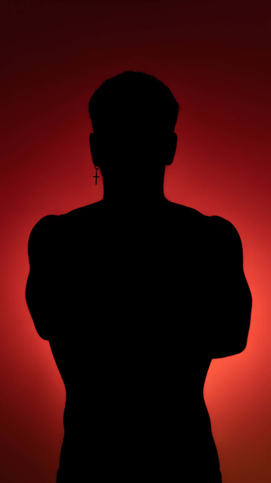 Mysterious Man Silhouette Red Background Wallpaper