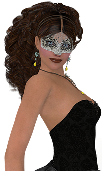 Mysterious Masquerade Woman PNG