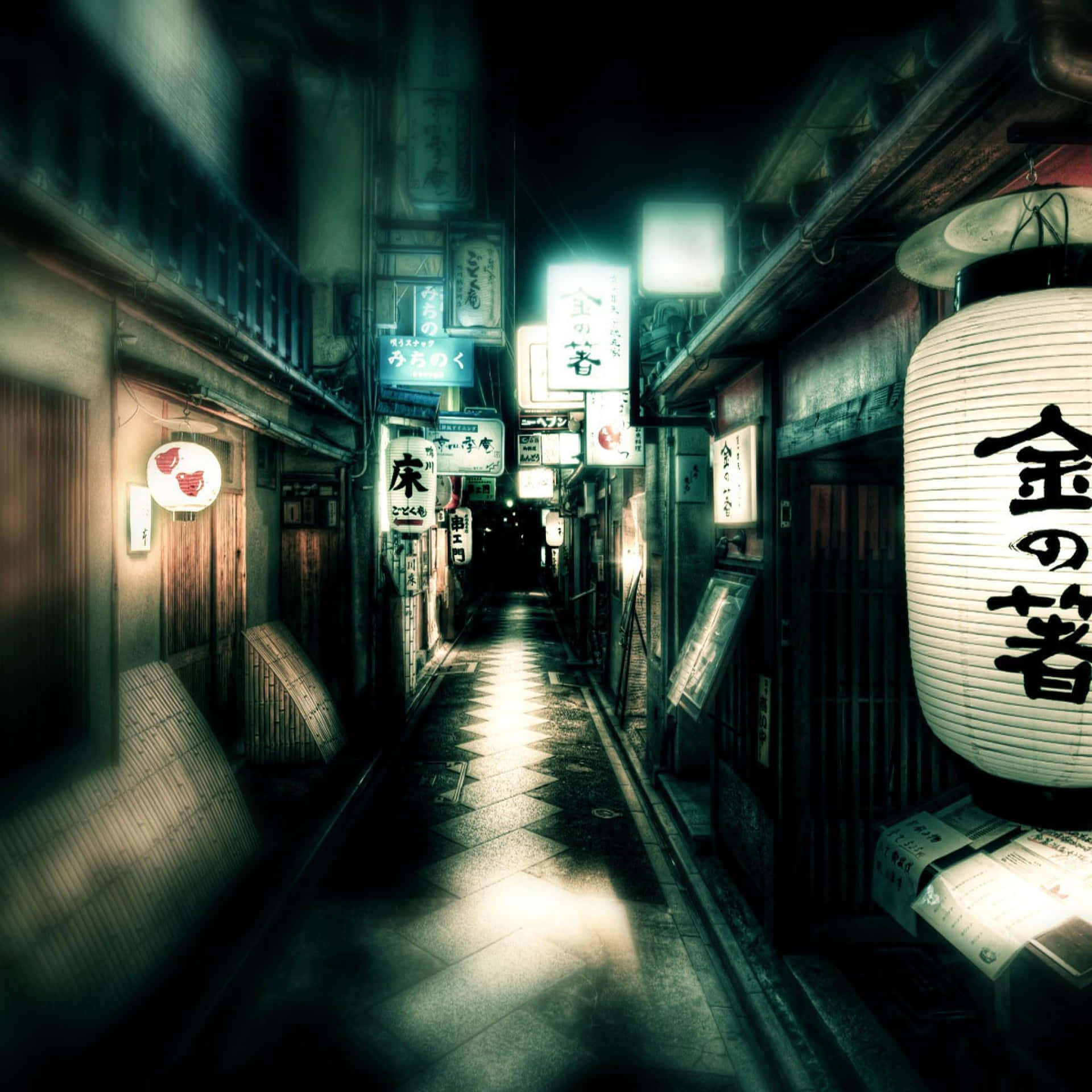 Mysterious_ Nighttime_ Alley_in_ Japan Wallpaper