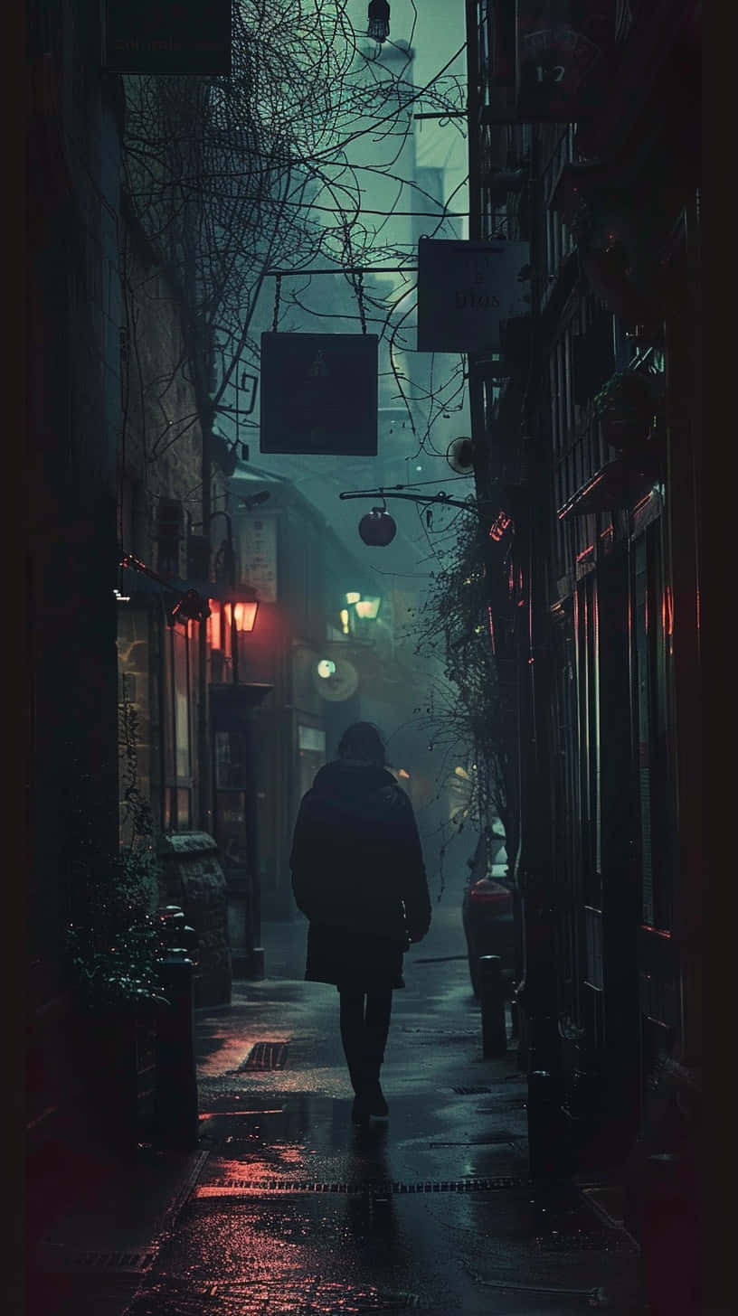 Mysterious_ Nighttime_ Alley_ Walk Wallpaper