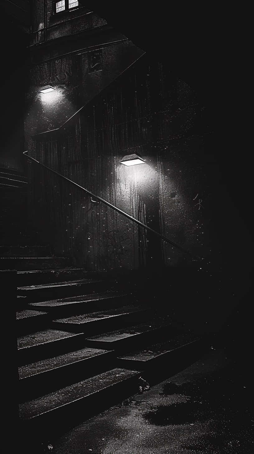 Mysterious_ Noir_ Staircase Wallpaper