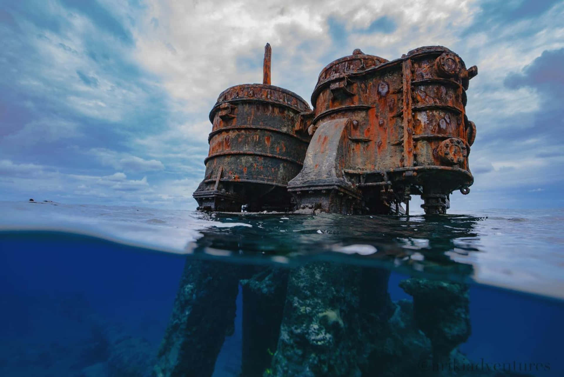 Mysterious Ocean's End: Forgotten Shipwreck Wallpaper