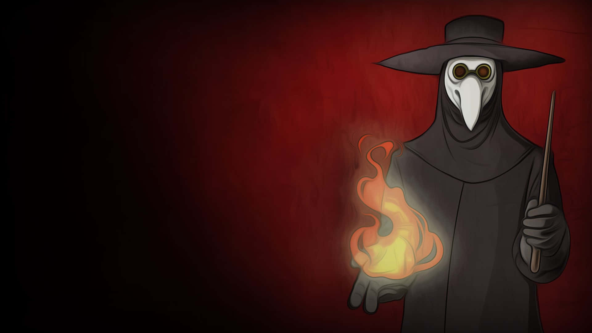 Mysterious Plague Doctorwith Flame Wallpaper