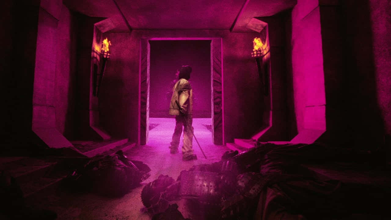 Mysterious Purple Corridor Entrance Wallpaper