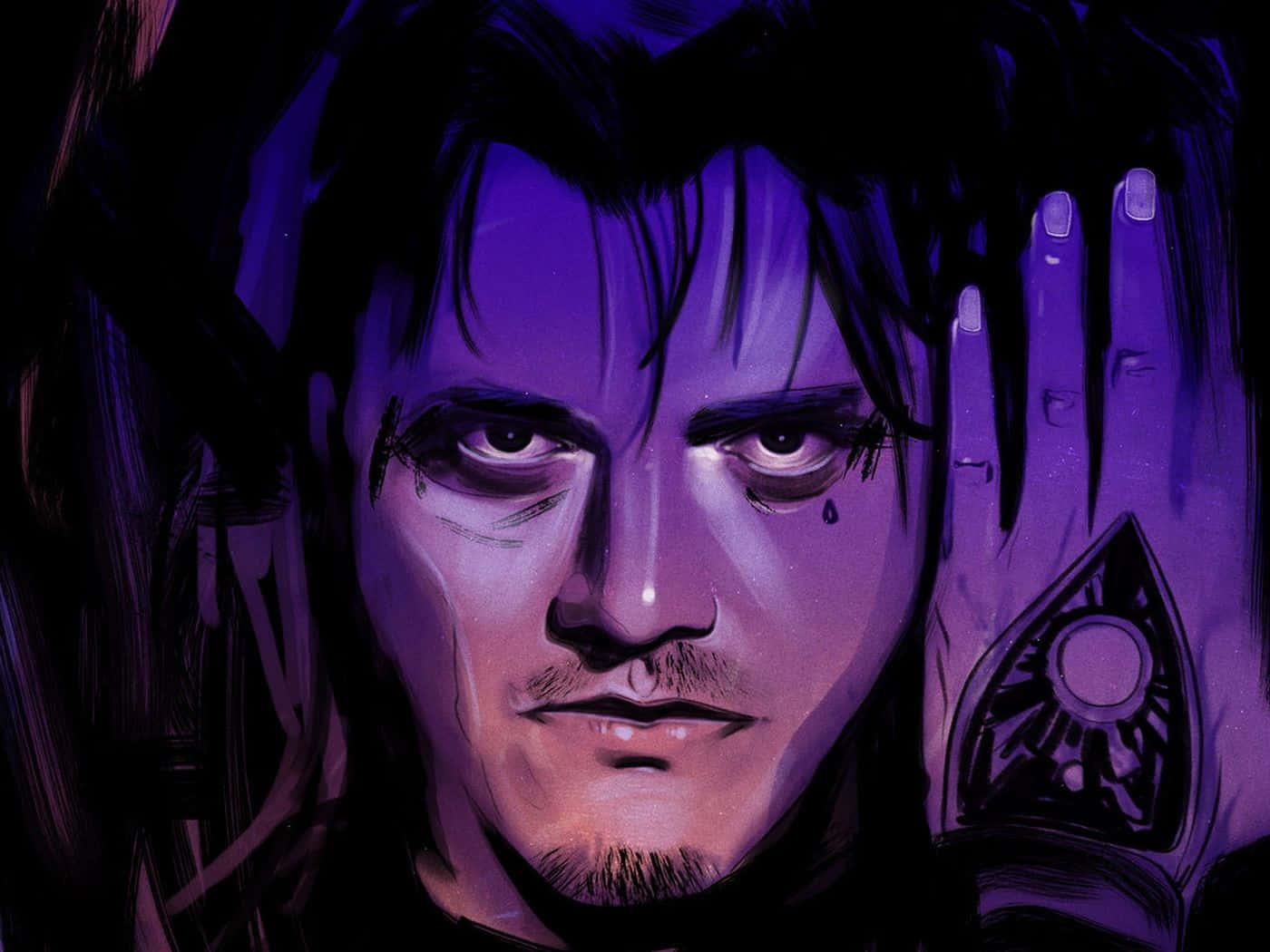 Mysterious Purple Man Illustration Wallpaper