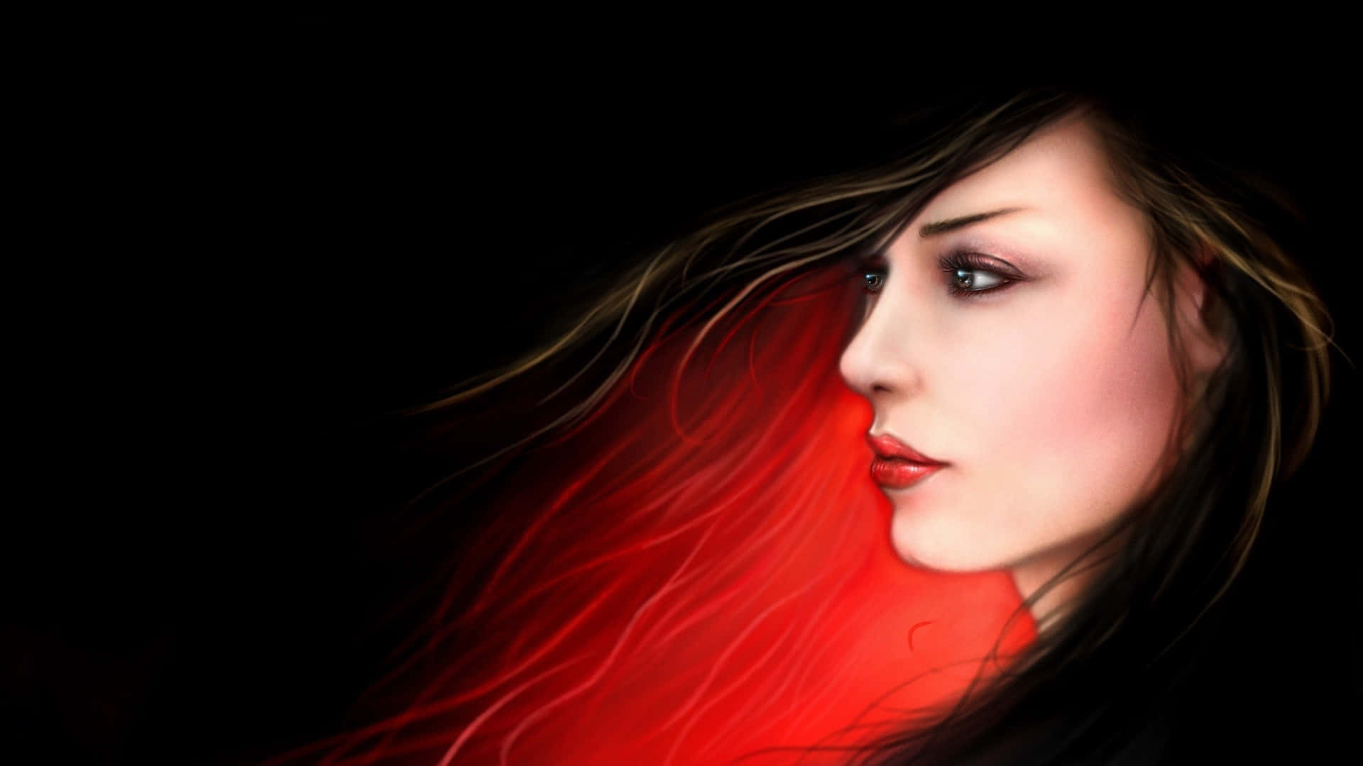 Mysterious Red Haired Woman Wallpaper