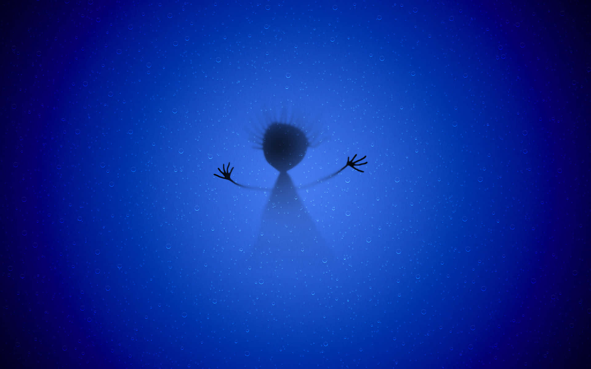 Mysterious Shadow Figure Blue Backdrop Wallpaper