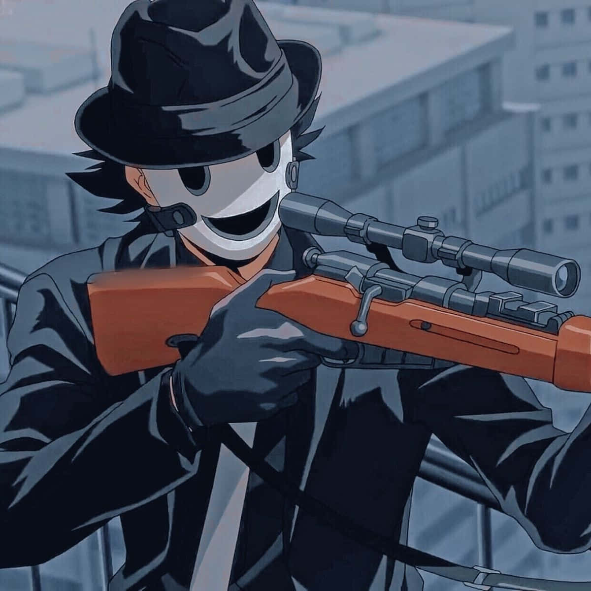 Mysterious Sniper Mask Figure Unveiled Wallpaper