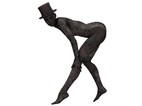 Mysterious Top Hat Figure Pose PNG