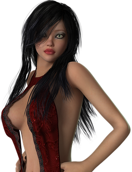 Mysterious Womanin Red Dress PNG