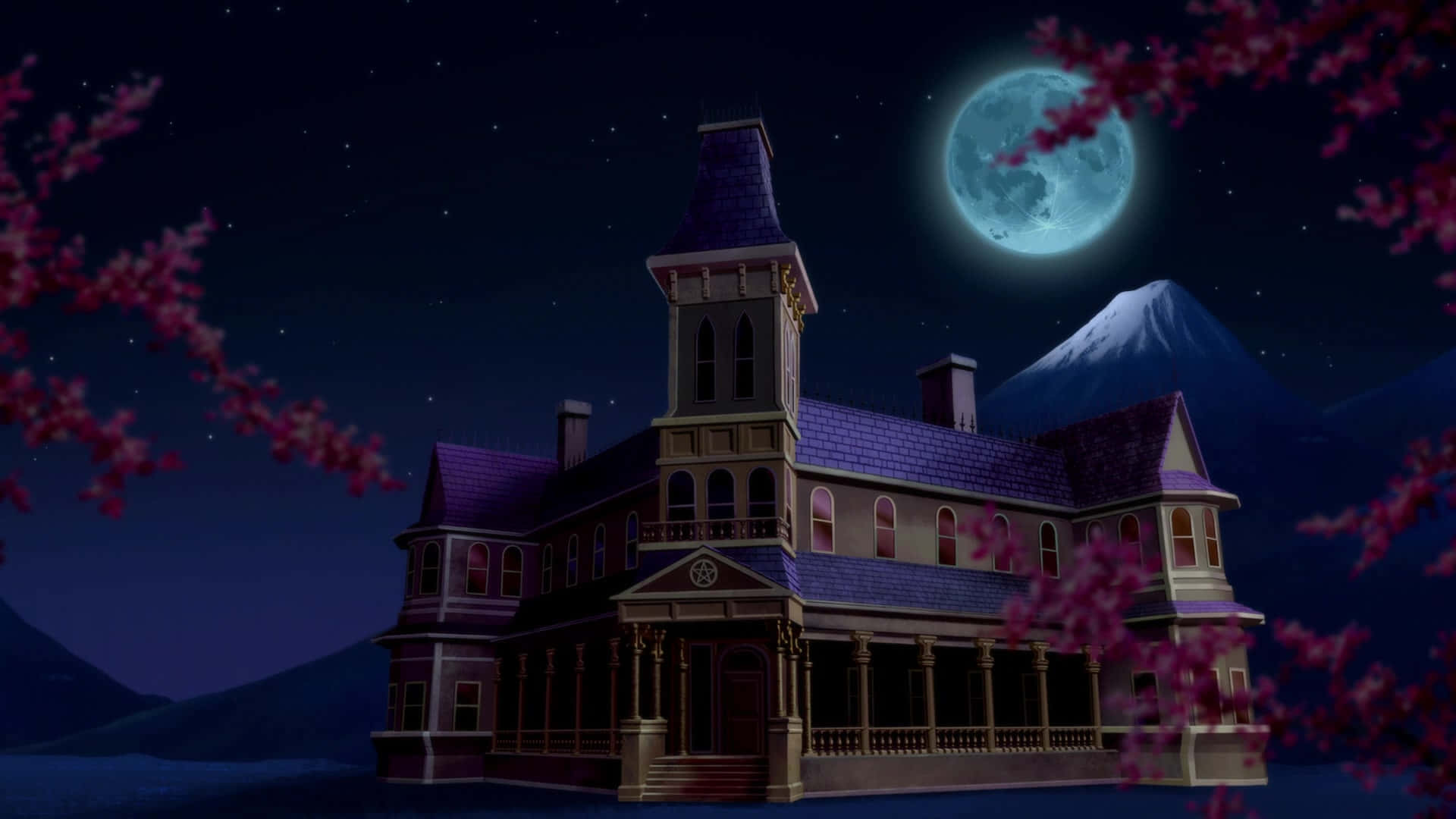 A House With A Full Moon In The Background