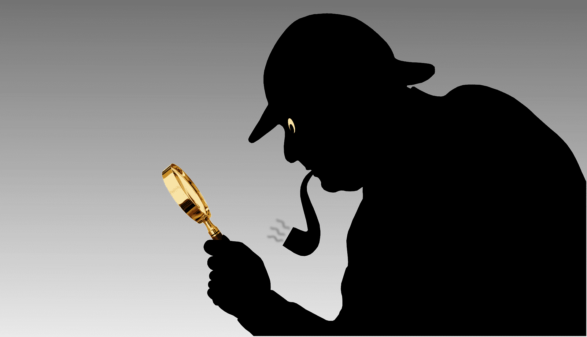A Silhouette Of A Man Holding A Magnifying Glass