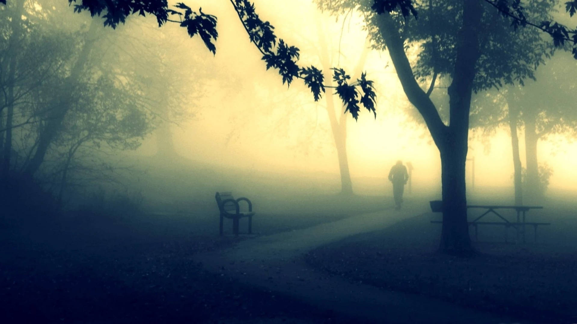Mystery Man In The Park Digital Art Background