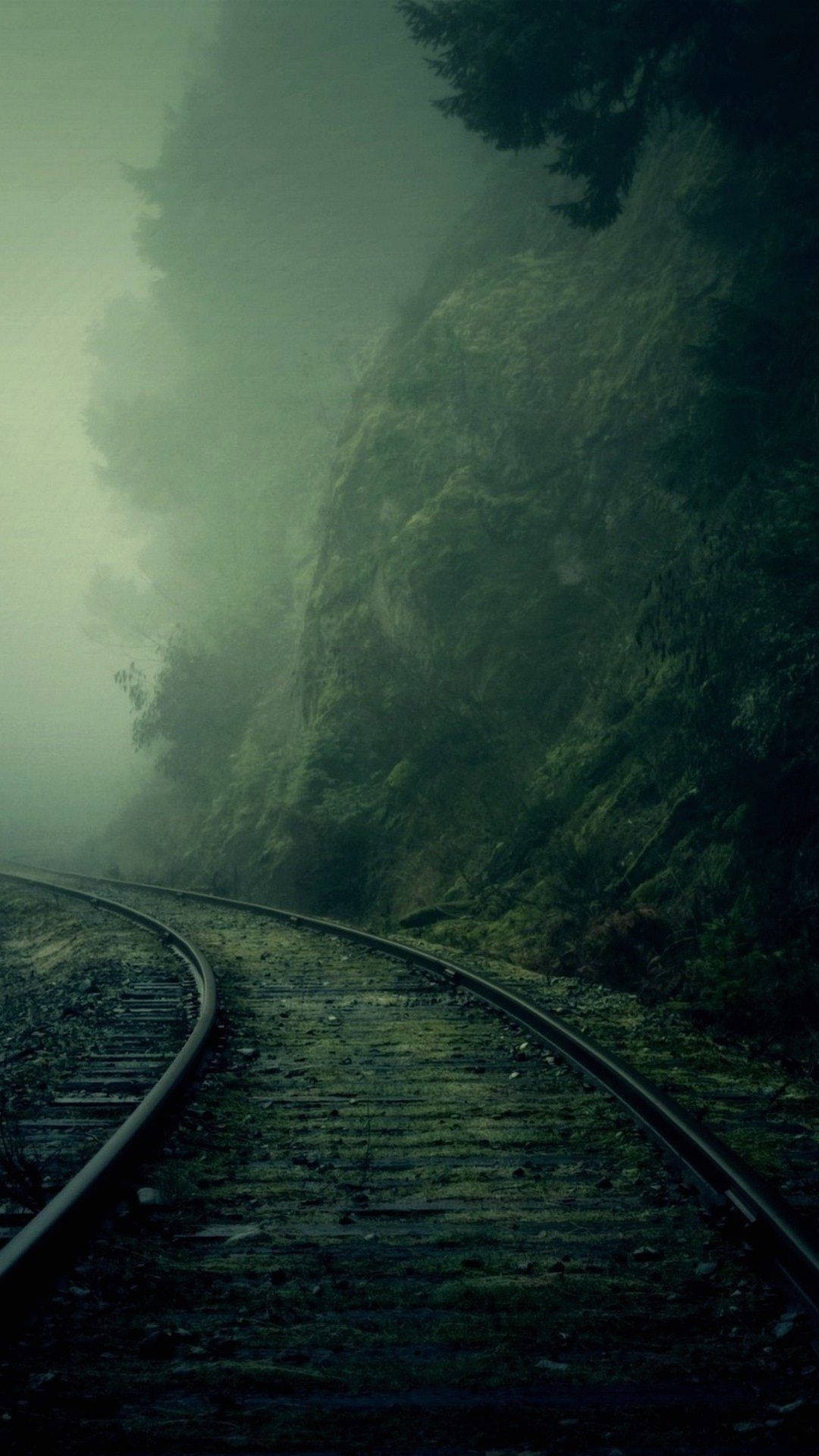 Mystery Railroad Track Digital Art Background