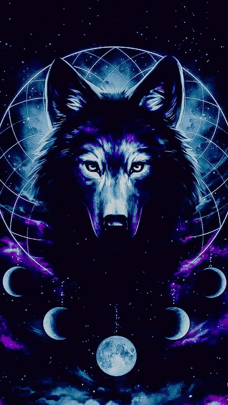 Mystic Cosmic Wolf Art Wallpaper