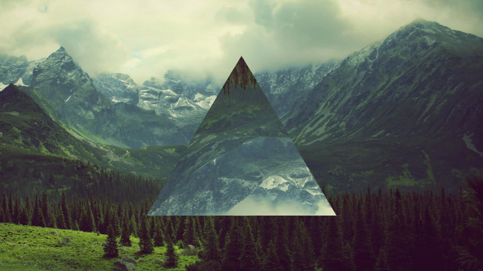 Mystic Mountain Triangle Overlay Wallpaper