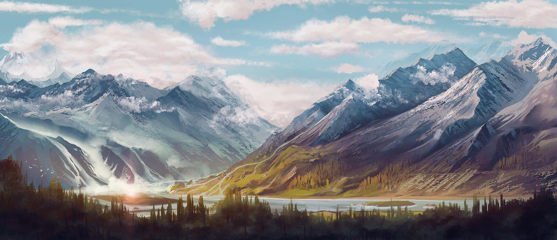 Mystic_ Mountain_ Valley_ Sunrise Wallpaper