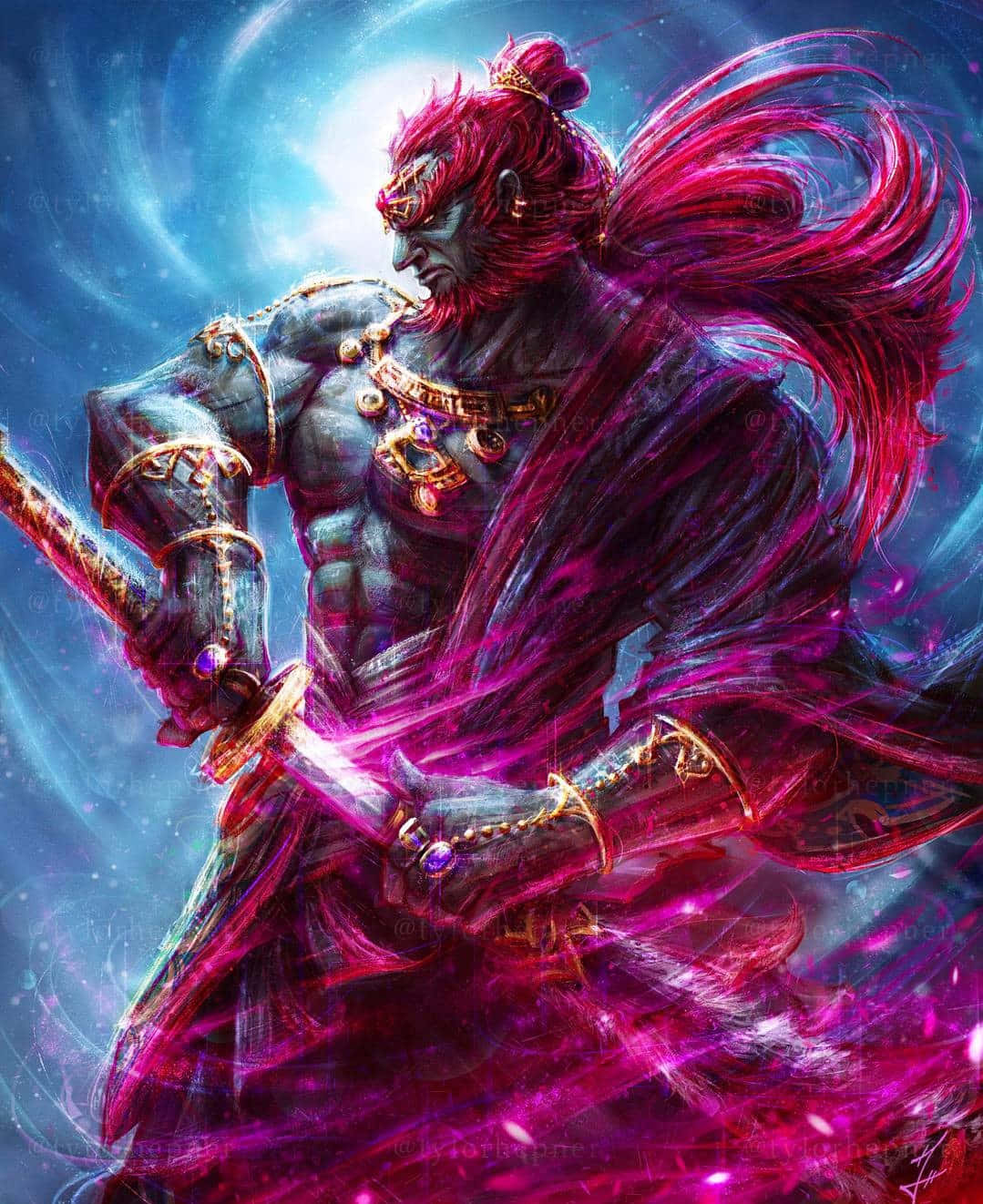 Mystic Red Warrior Art Wallpaper