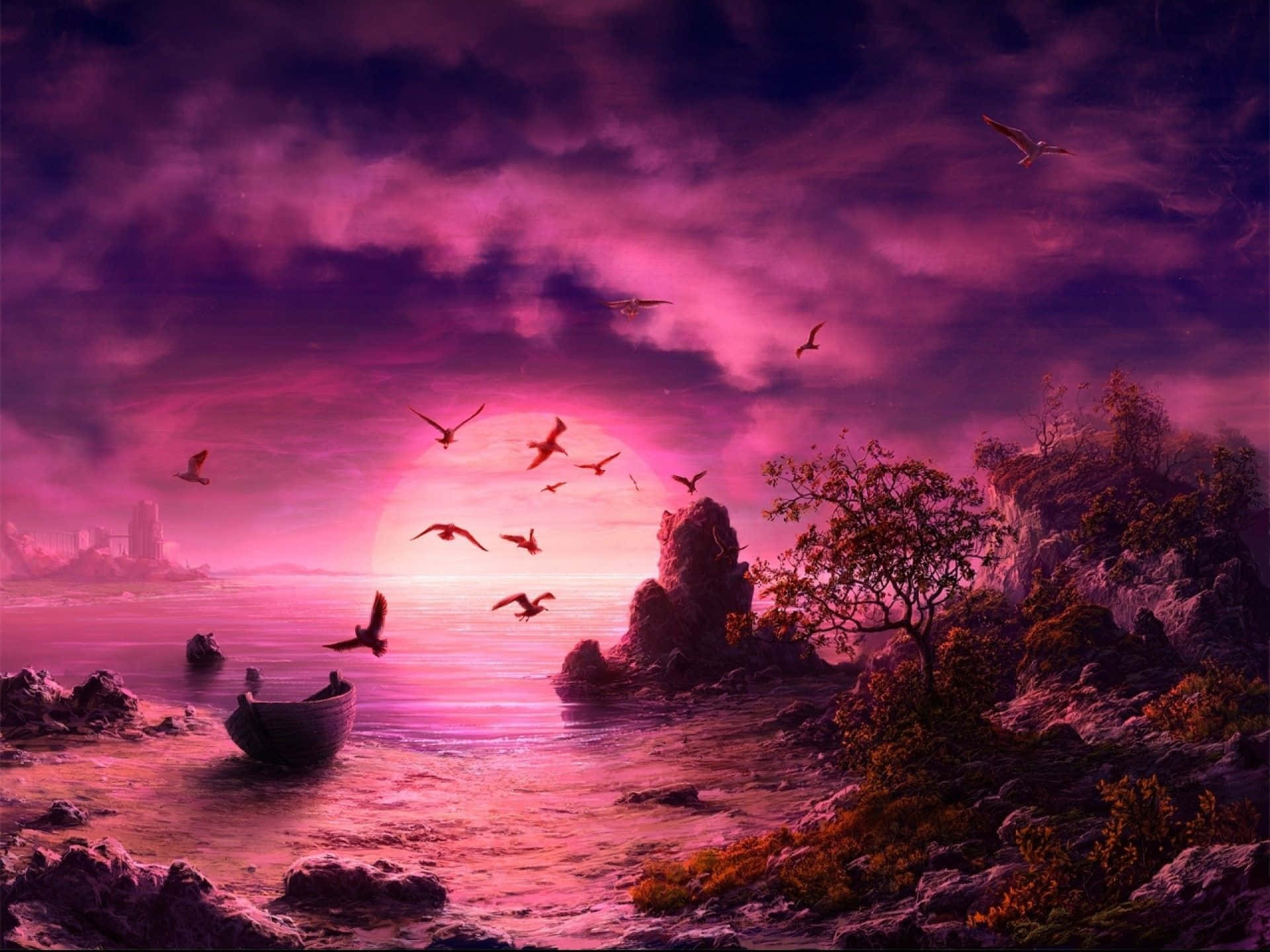 Mystic Sunset Seascape Wallpaper