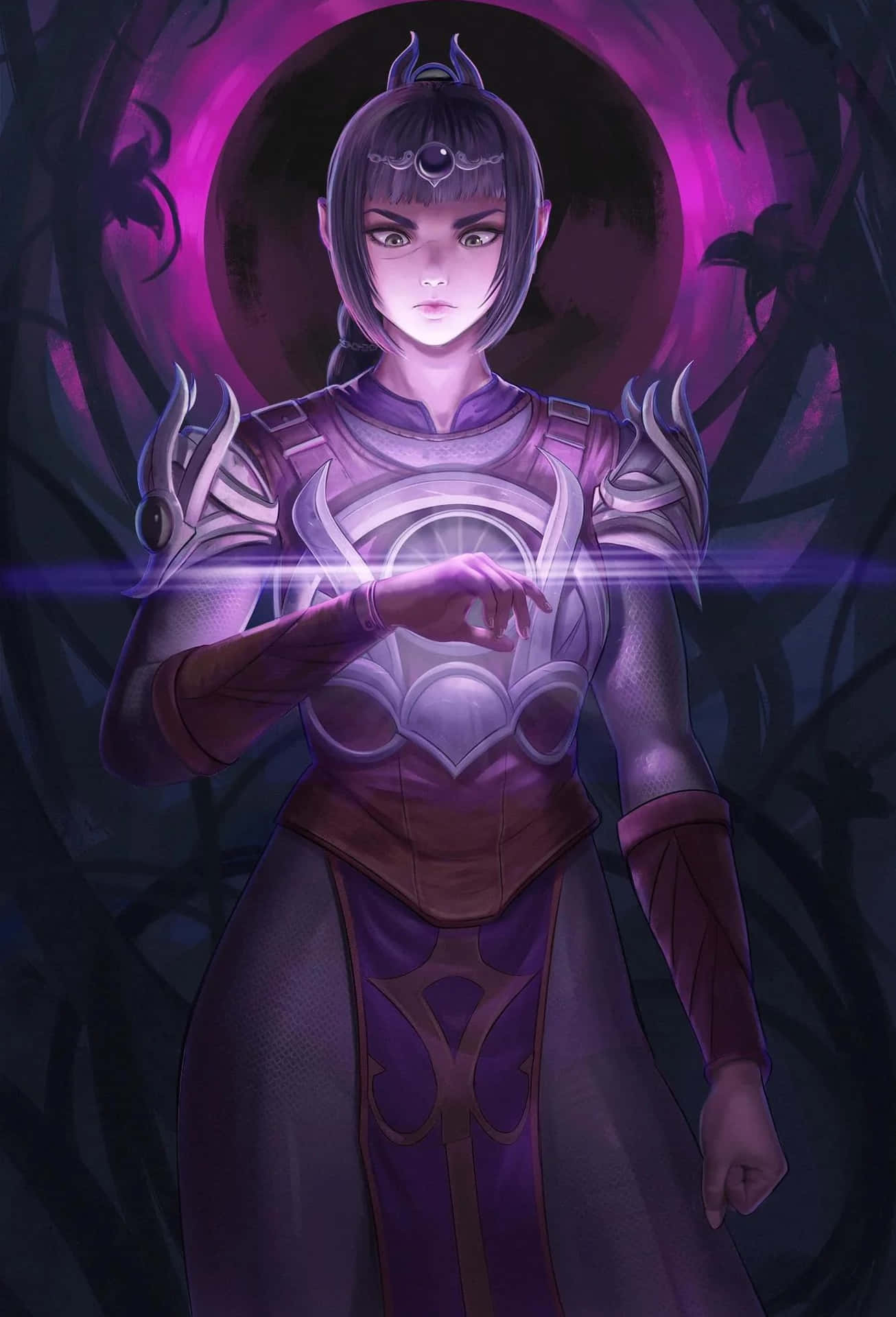Mystic Warriorin Purple Aura Wallpaper