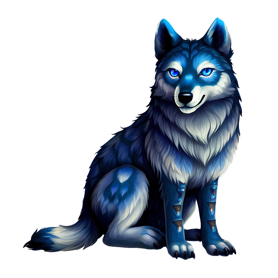 Mystic Wolf With Blue Eyes Png 05032024 PNG