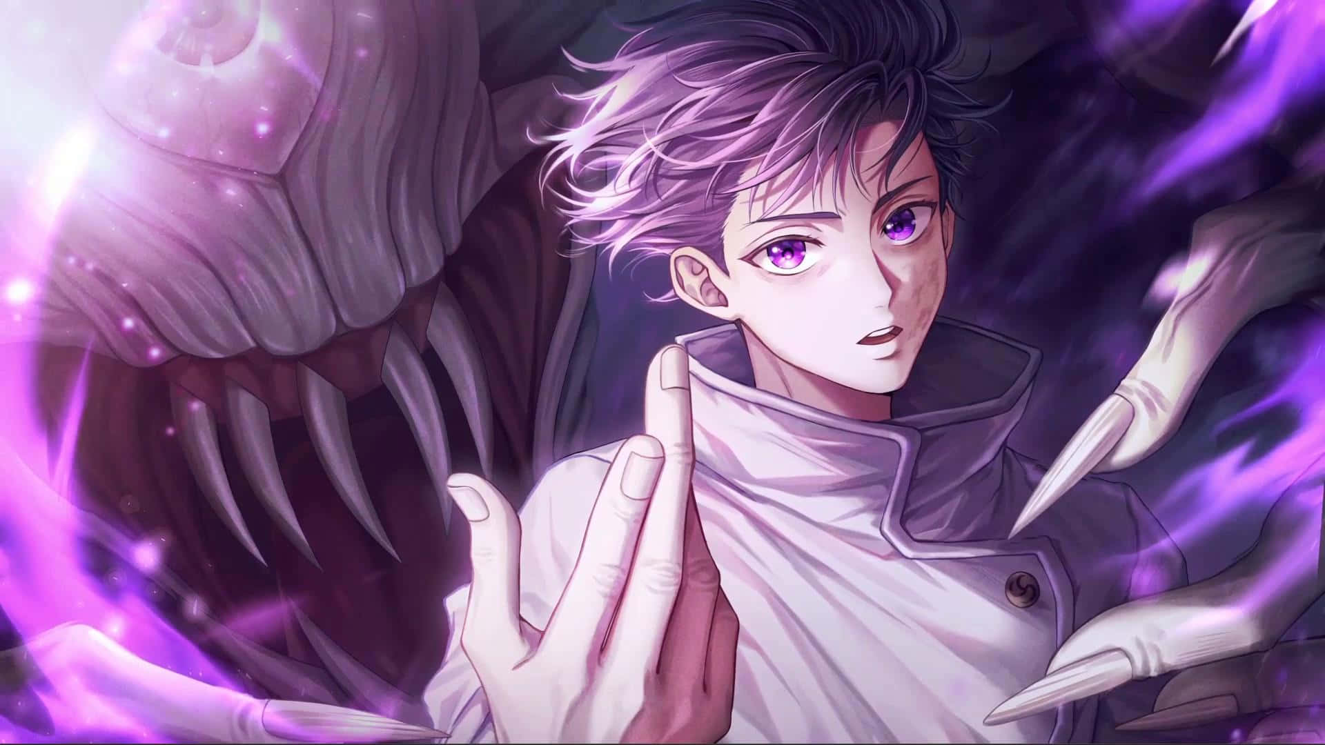 Mystical_ Anime_ Character_ Purple_ Aura Wallpaper