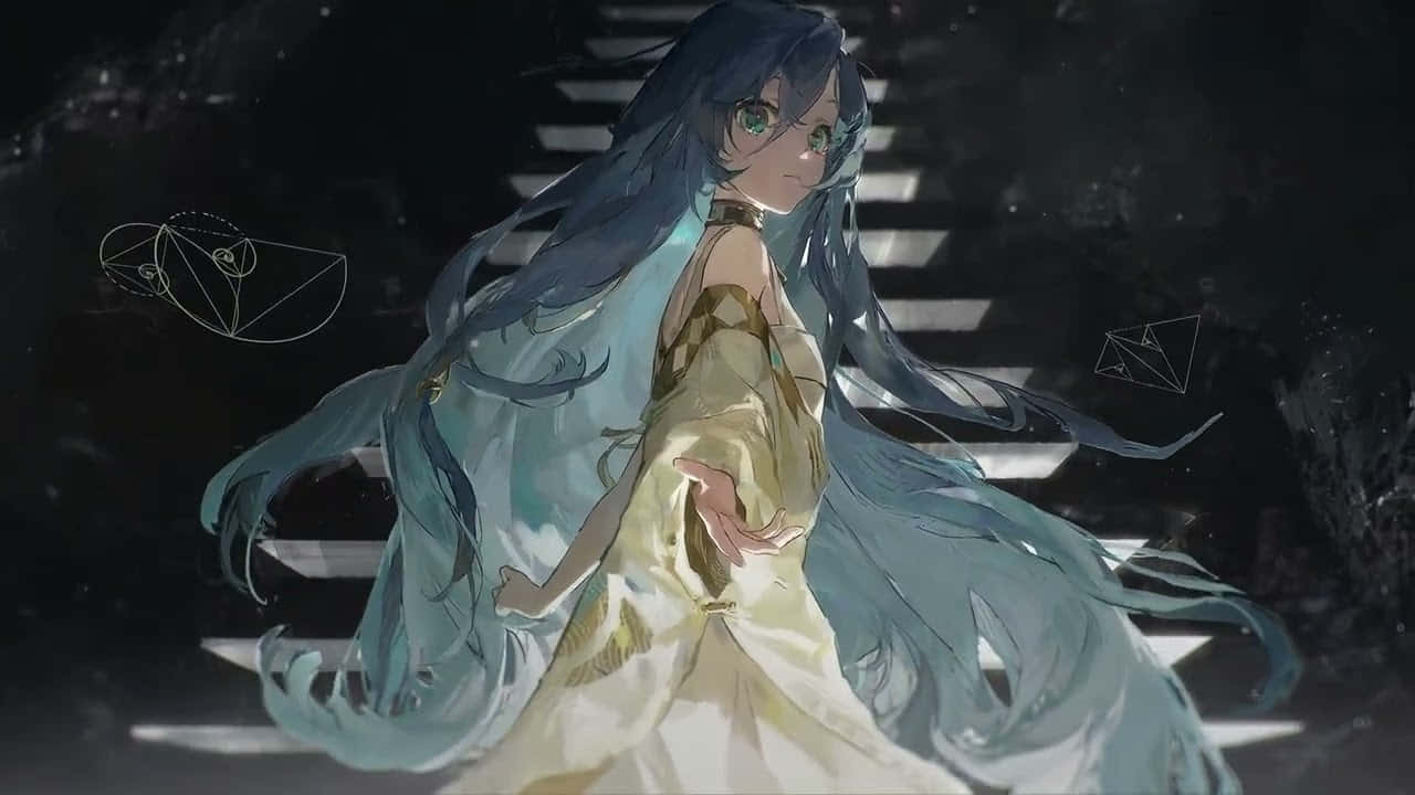Mystical Anime Girl Staircase Wallpaper