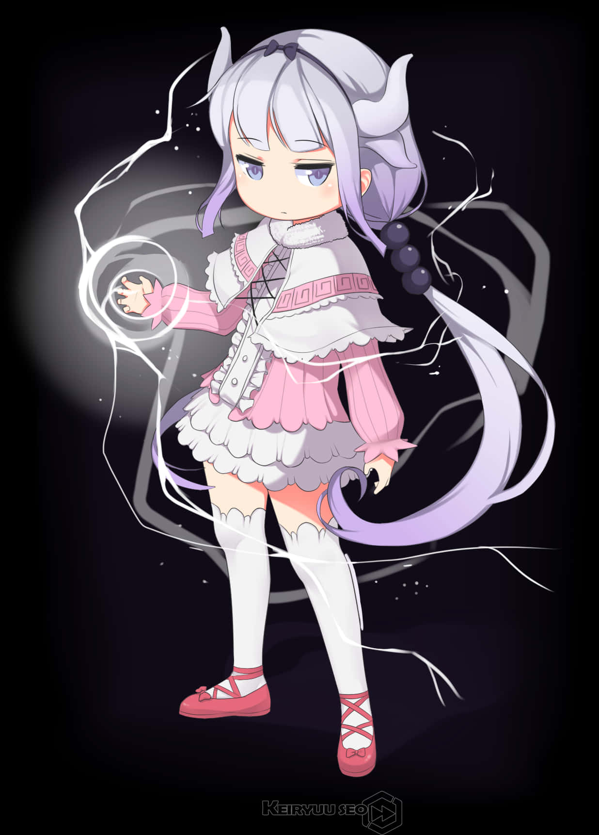 Mystical Anime Girlwith Magic PNG