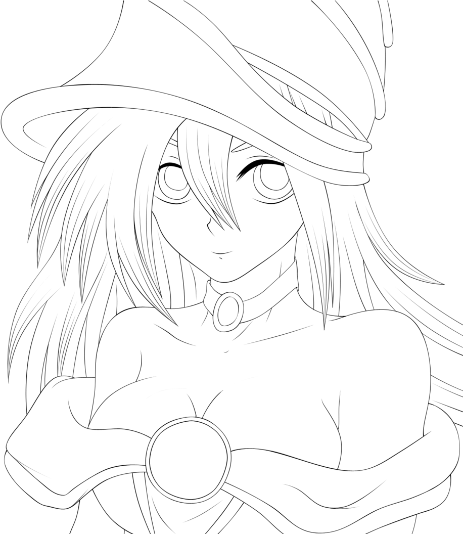 Download Mystical Anime Witch Lineart 