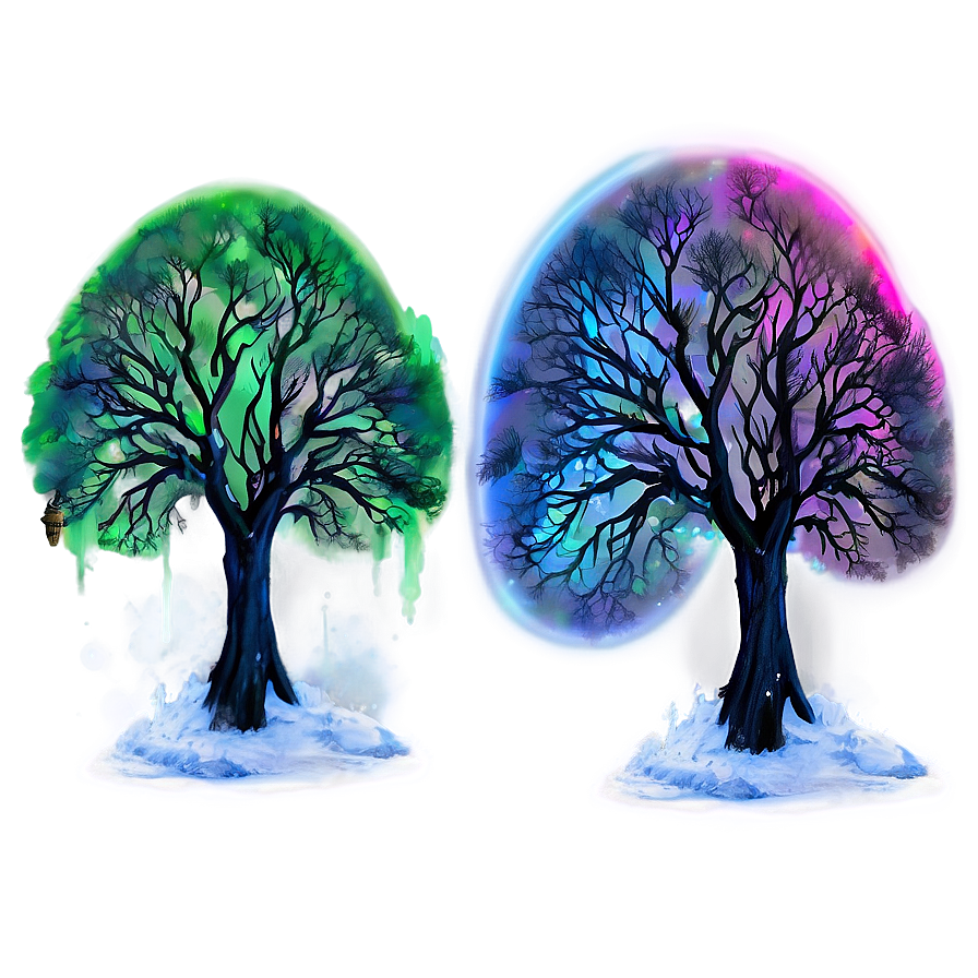 Mystical Aurora Trees Png Pxl96 PNG