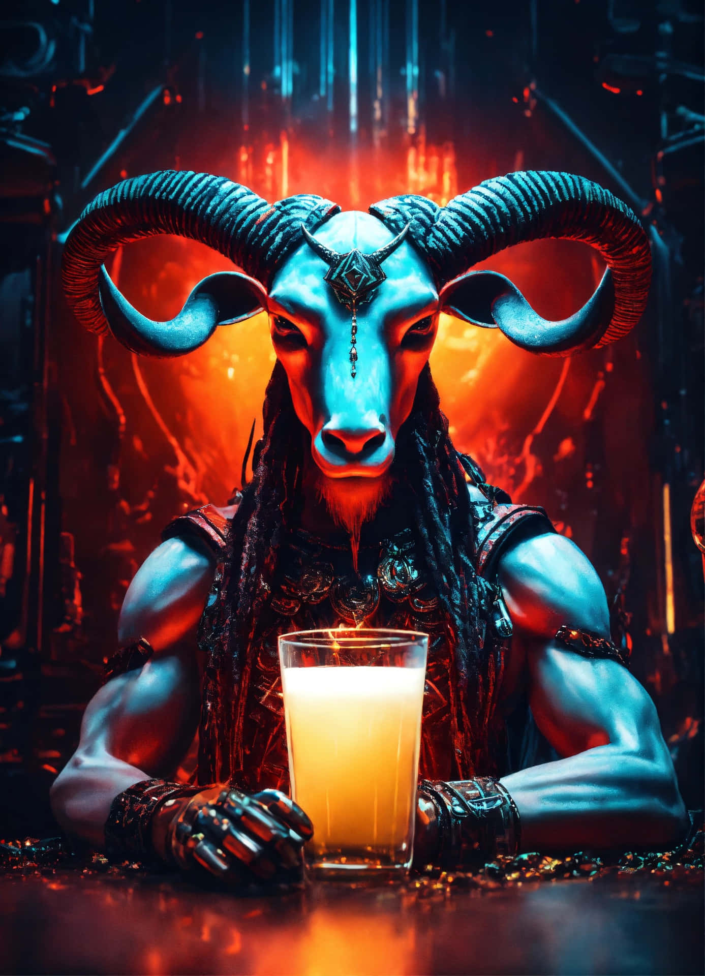 Mystical_ Baphomet_ Figure_with_ Candle Wallpaper