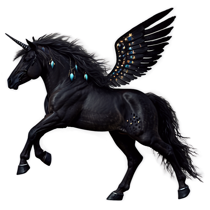Mystical Black Unicorn Horse Png 20 PNG
