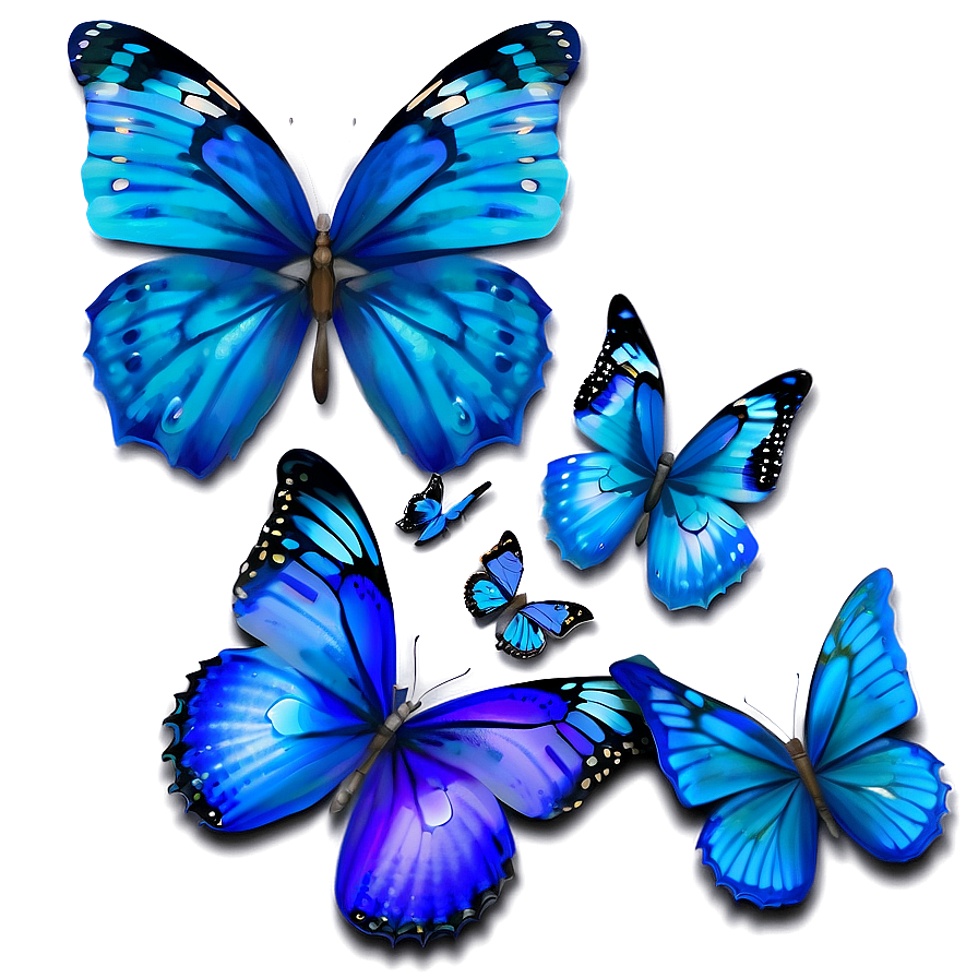 Mystical Blue Butterflies Png 06132024 PNG