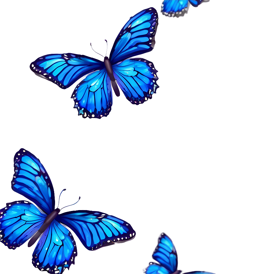 Mystical Blue Butterflies Png Tvd46 PNG