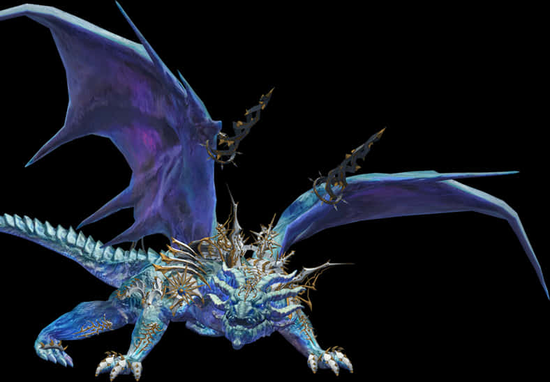Mystical Blue Dragon PNG