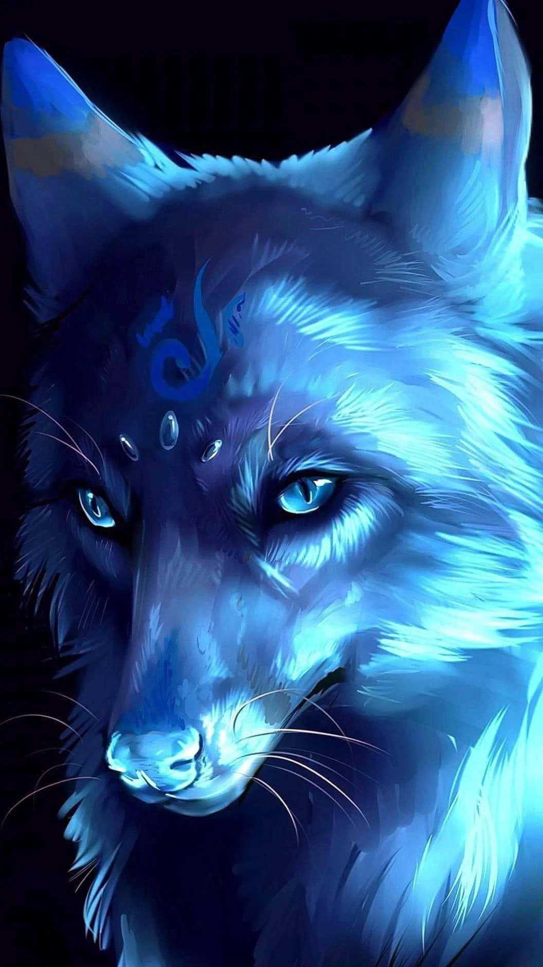 Mystical_ Blue_ Galaxy_ Wolf_ Art Wallpaper